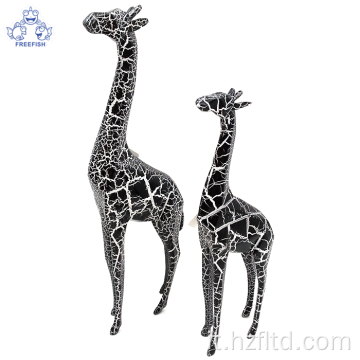 Set di 2 giraffe scultura in resina decorazione per la casa